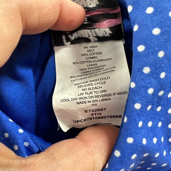 Counting Daisies Girls 3T Blue Floral Polka Dot Dress with 3D Flower Kidcore - Picture 5 of 6